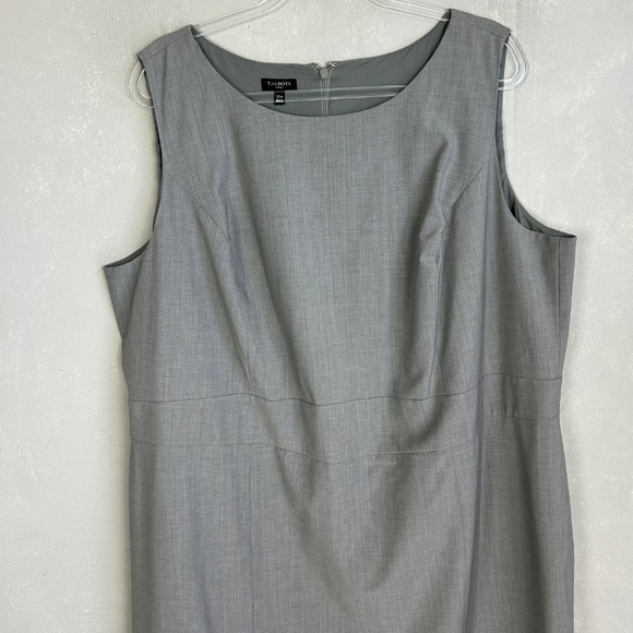 Talbots plus size 2X 20W sheath midi dress gray wool blend sleeveless lined - Picture 2 of 10